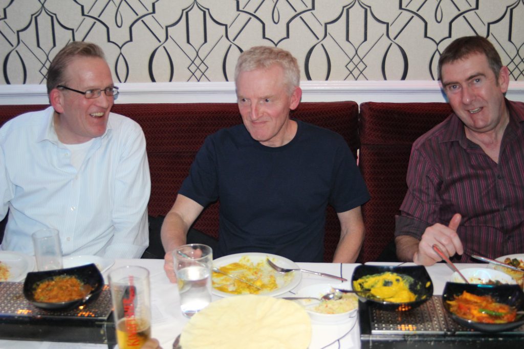 Simon Kay, Dave Holmes and David Culliford at 2018 Christmas dinner