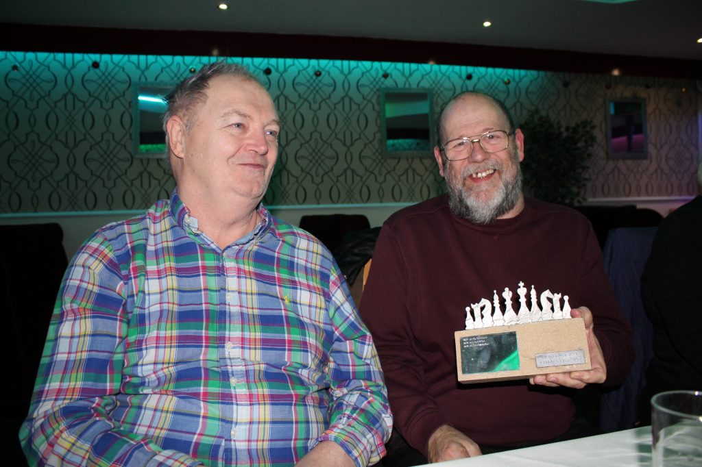 Peter Przybycin (right), winner of the Knockout Trophy, 2019