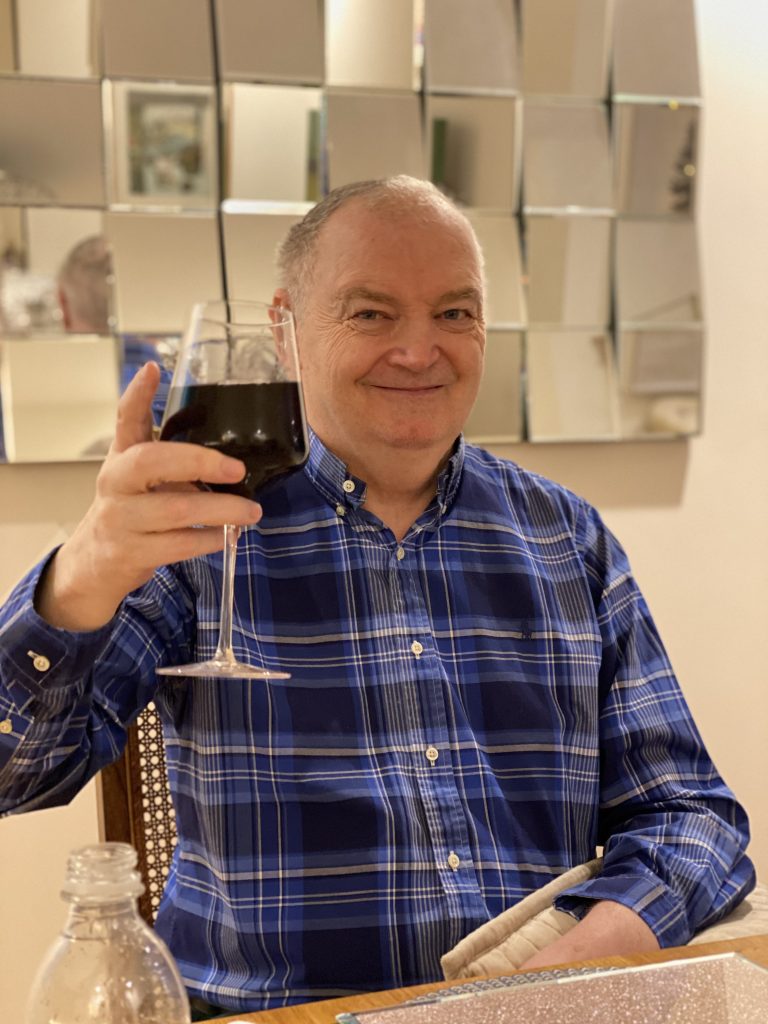 Cheers! Steve Dunleavy raises a glass