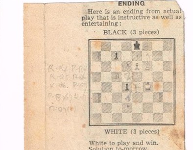 Cutting of Ending found within chess book