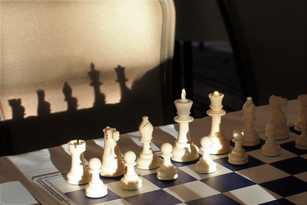 Chess set casts shadows at Fareham Congress 19 March 2022
